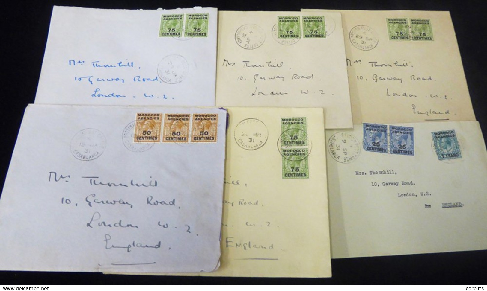 1931 Covers (6) All From The Thornhill Correspondence, All Paying A 1f.50c Rate, Four With Pairs Of 75c On 9d, One With  - Sonstige & Ohne Zuordnung