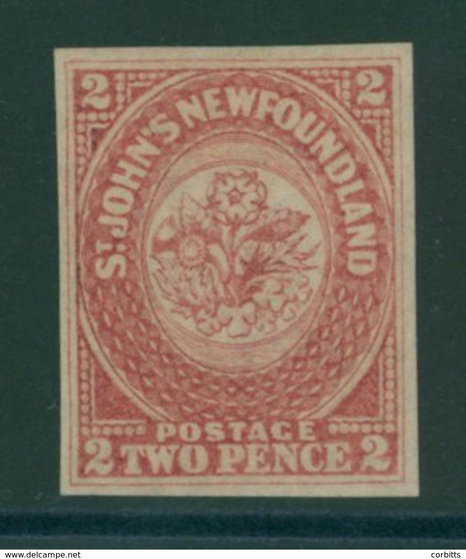 1862-64 Handmade Paper 2d Rose-lake, Four Good Margins Fresh, Part O.g., SG.17. Cat. £300. (1) - Sonstige & Ohne Zuordnung