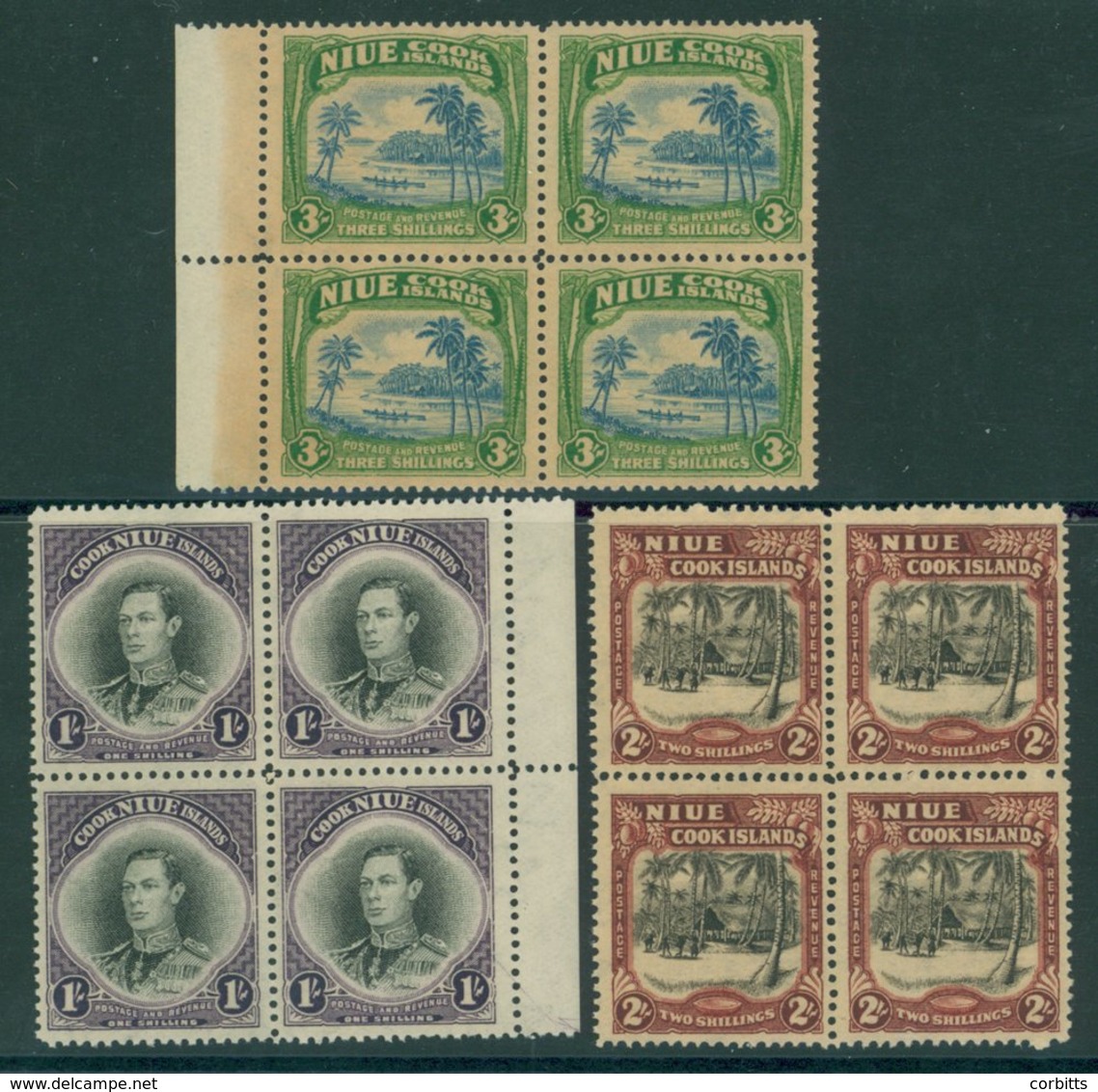 1938 Set Of Three Pictorials Each UM Block Of Four. SG.75/7. Cat. £240. (12) - Sonstige & Ohne Zuordnung