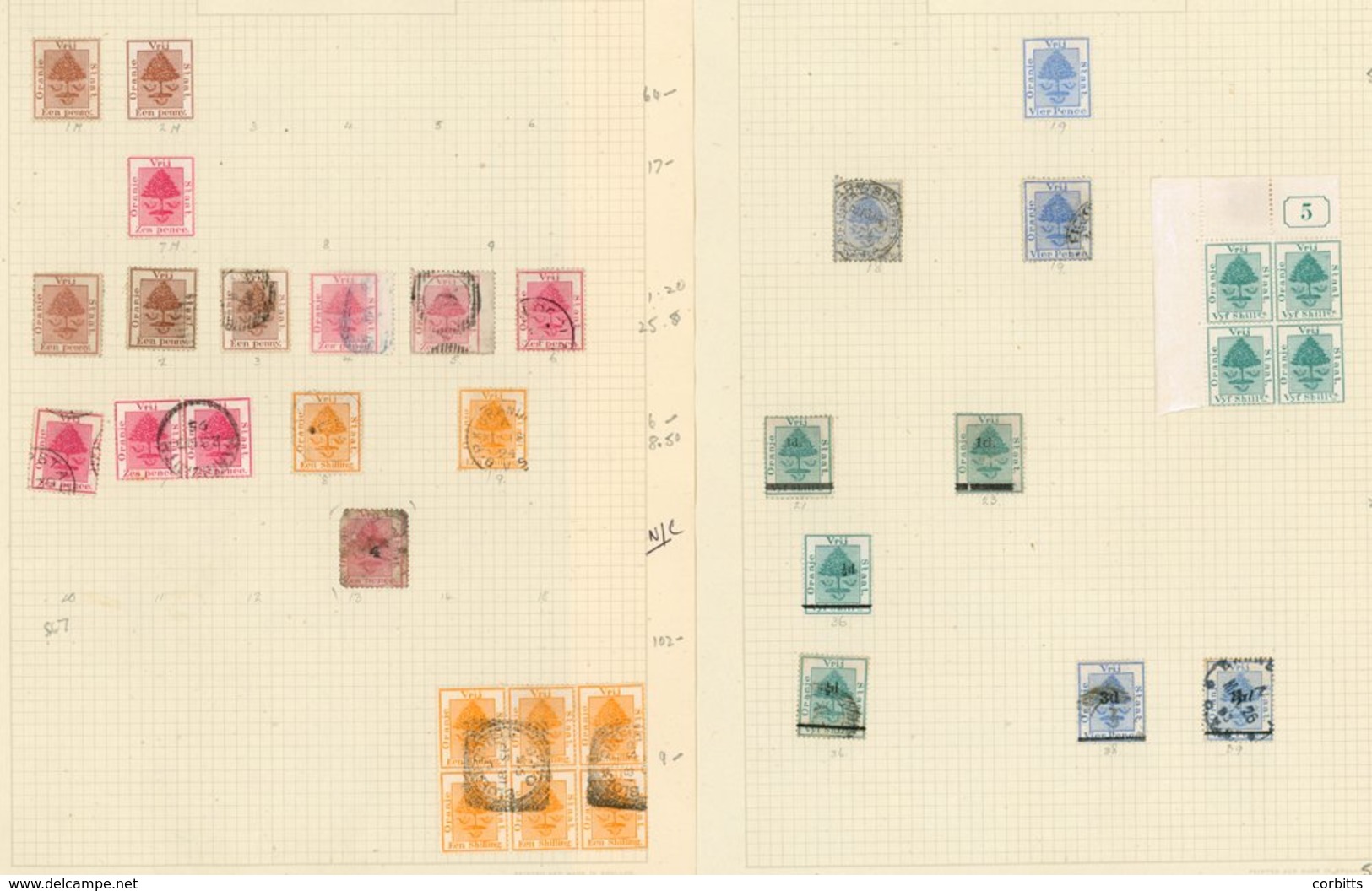 Collection On Leaves With 1868-94 1d (2) M, 6d M, Also 6d SG.7 Corner Block Of 6 UM, Used Vals To 1s (2), Also 1s FU Blo - Sonstige & Ohne Zuordnung