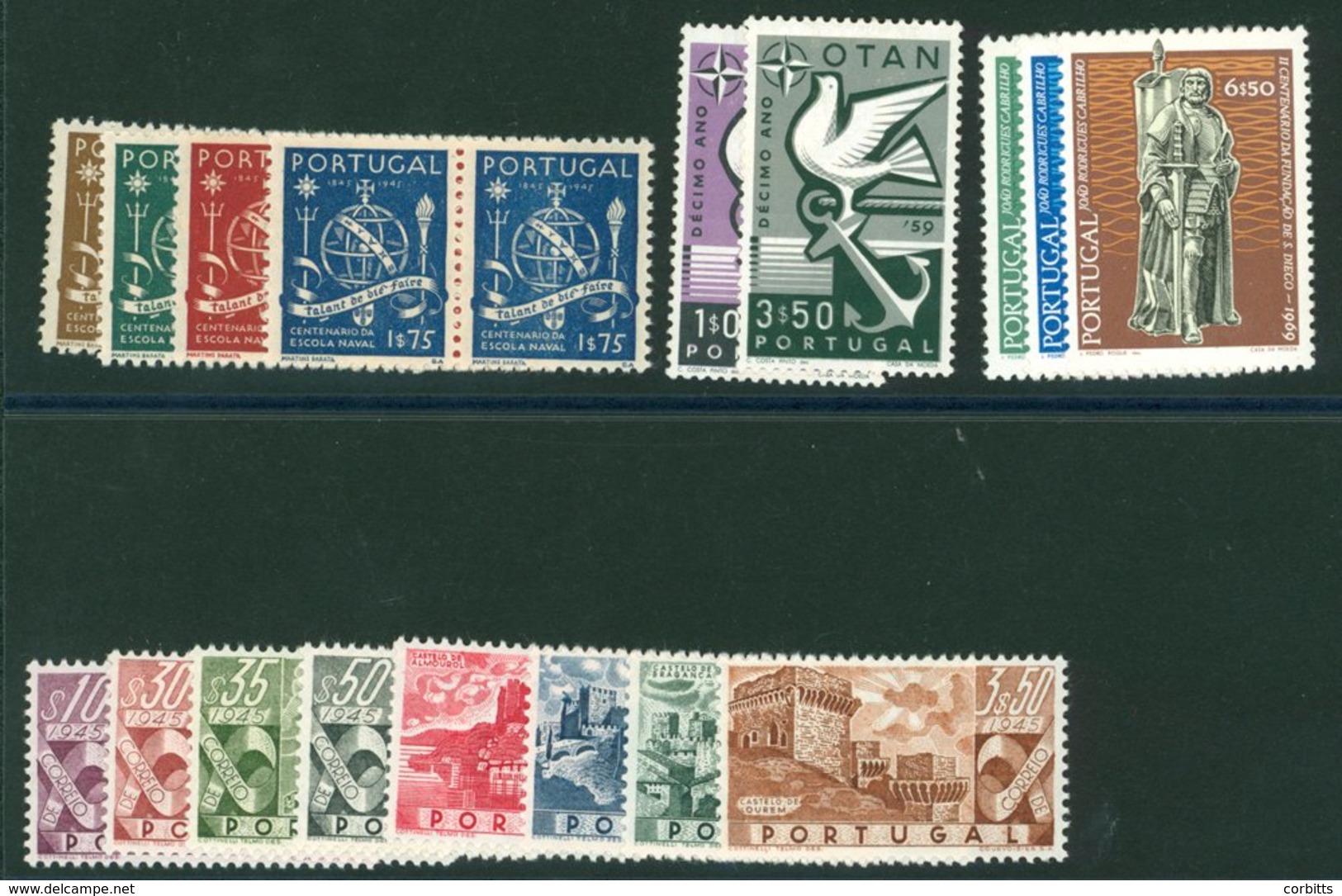 1945 Naval School Centenary Set In UM Pairs, SG.985/8, 1946 Castles Set UM, SG.989/96 (1E.75 Blue - Small Thin), 1960 At - Sonstige & Ohne Zuordnung