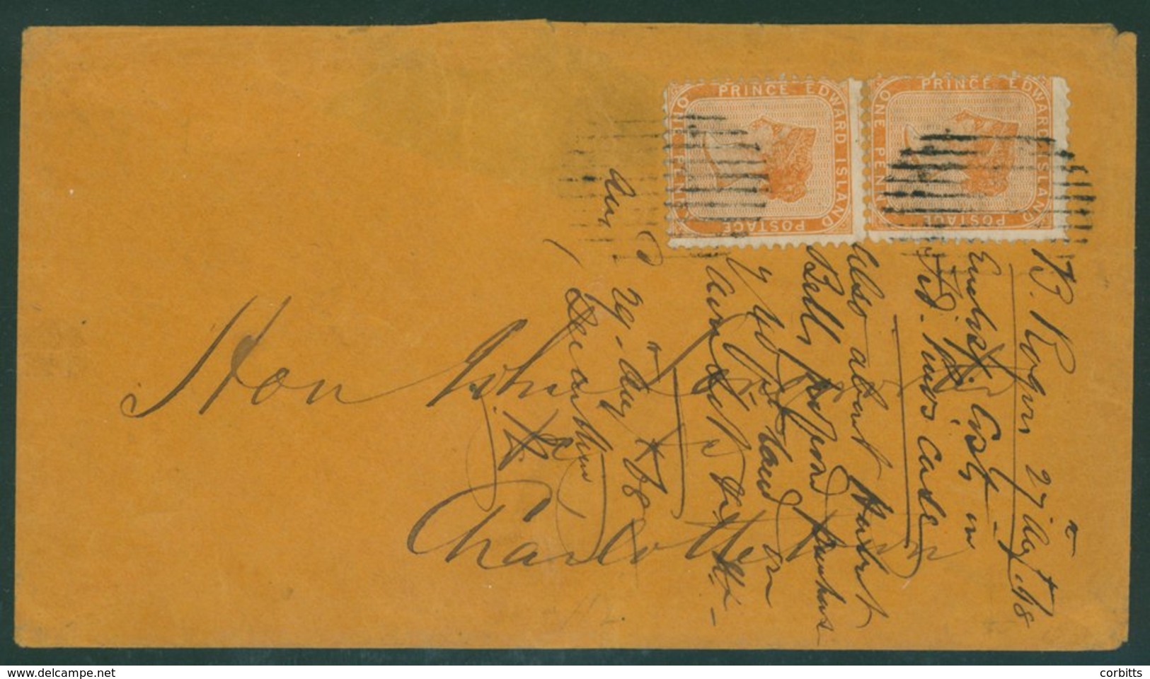 1868 (Aug 27th) Cover To Charlottetown, From The Longworth Correspondence, Franked 2d Internal Rate By 1862-69 1d Yellow - Sonstige & Ohne Zuordnung