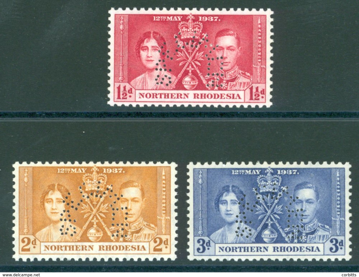 1937 Coronation Set, Perf SPECIMEN, Fine M, SG. 225/45. Cat. £180. (3) - Sonstige & Ohne Zuordnung