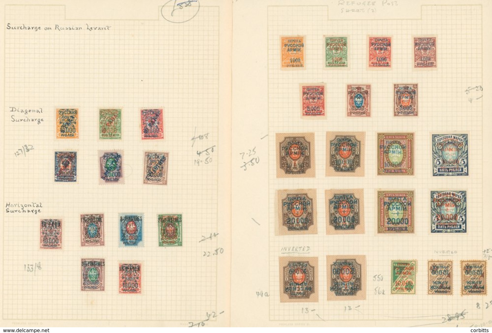 Russian Refugees Post Collection On Leaves A Mint Range Of 138 Stamps, All Different And Includes Inverted Surcharges, C - Autres & Non Classés