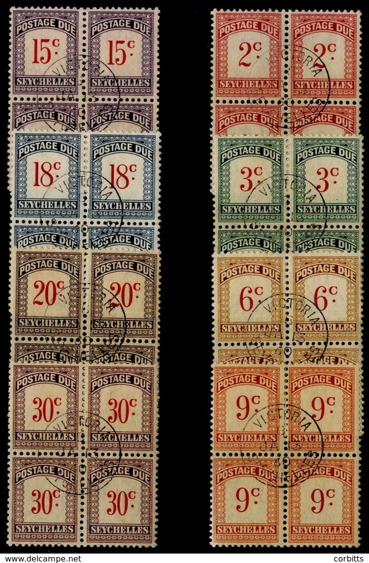 1951 Postage Due Set In FU Blocks Of Four, Each Cancelled Victoria C.d.s, Light Overall Toning & The Odd Short Perf, SG. - Sonstige & Ohne Zuordnung