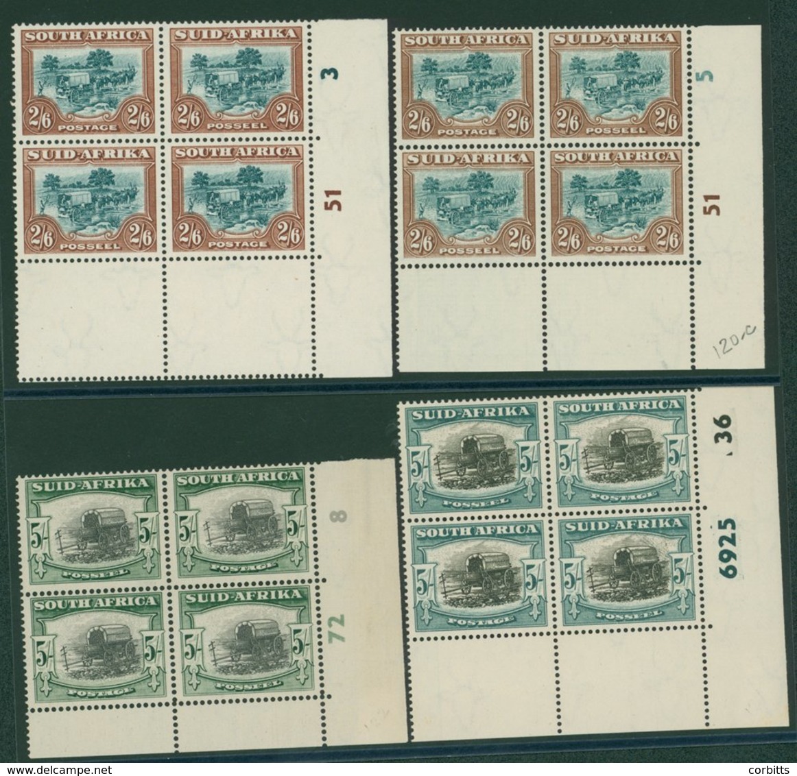 1947-54 Cylinder Blocks 2/6d Cyl. '51 3' And '51 5' (SG.121) Both Lightly Hinged On Margins, 5s Pale Blue Green Cyl '692 - Sonstige & Ohne Zuordnung