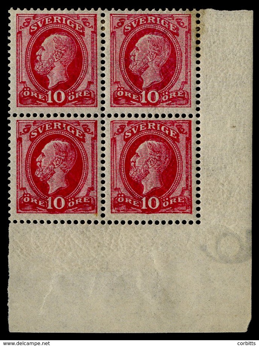 1886 10o Pale Rose, Lower Right Corner Marginal M Block Of Four (2 X UM), Some Patchy Gum Toning, SG.34. Cat. £360+. (4) - Sonstige & Ohne Zuordnung