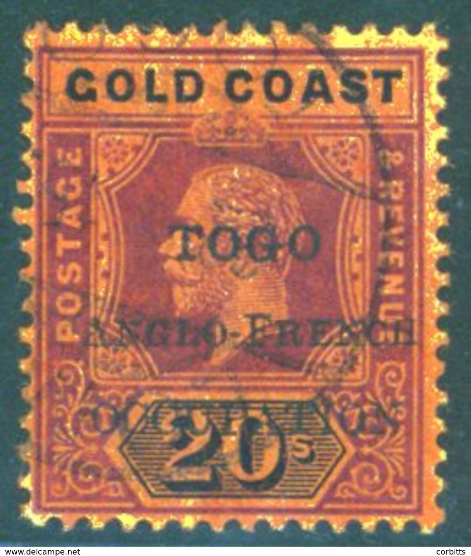 1915 Optd At Govt. Press Accra. 20s Purple & Black/red VFU. SG. H46. Cat. £160 - Sonstige & Ohne Zuordnung