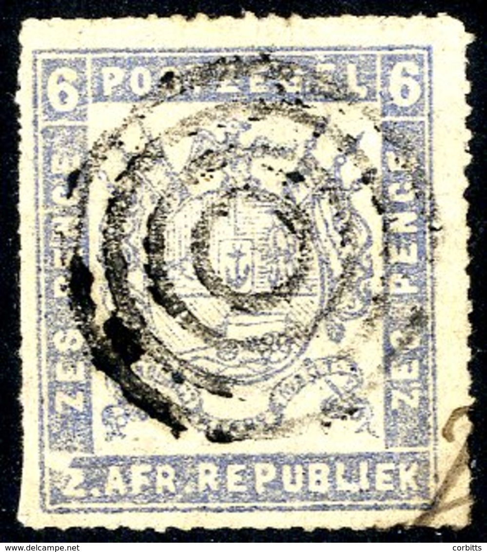 1875-7 Celliers Very Thin Paper Rouletted 6d Milky Blue, Good Used 4-ring Target Plus Tiny Part Of M/sheet At Lower Righ - Sonstige & Ohne Zuordnung