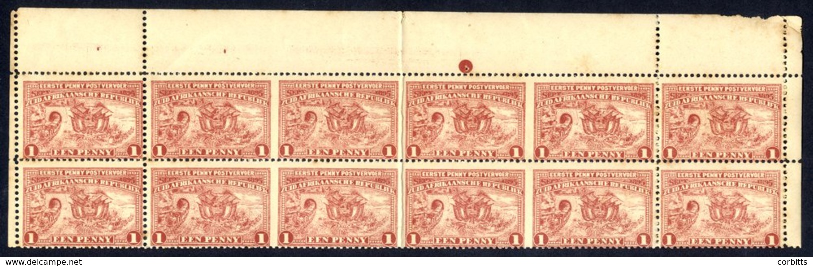 1895 Introduction Of Penny Postage 1d Red Top Two Rows Of Sheet With Full Margins Showing Variety Vertically Imperf Betw - Sonstige & Ohne Zuordnung