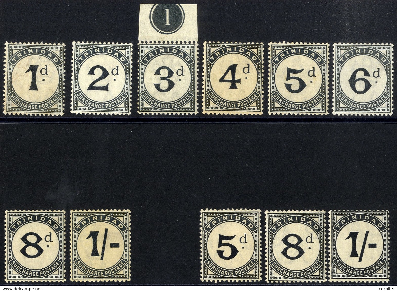 TRINIDAD 1885 Postage Dues 1d To 1s, M (some Gum Toning), SG.D2/9, 1905-06 5d, 8d & 1s, SG.D14,16 & 17. Cat. £423. (11) - Sonstige & Ohne Zuordnung