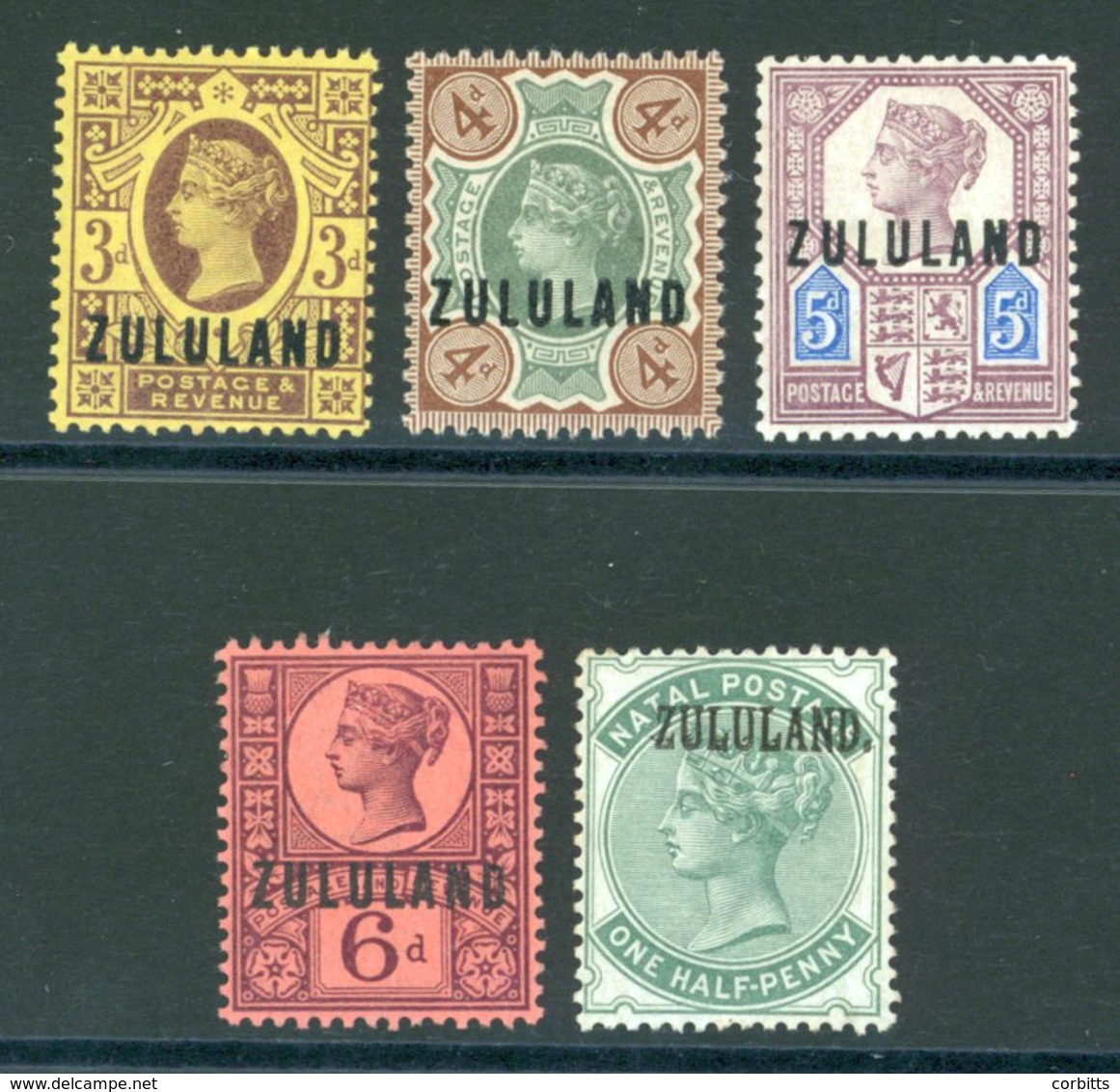 1888-93 3d Light Crease, 4d, 5d & 6d M, SG.5/8 Also ½d Natal Optd. M, SG.1z. Cat. £271. (5) - Sonstige & Ohne Zuordnung