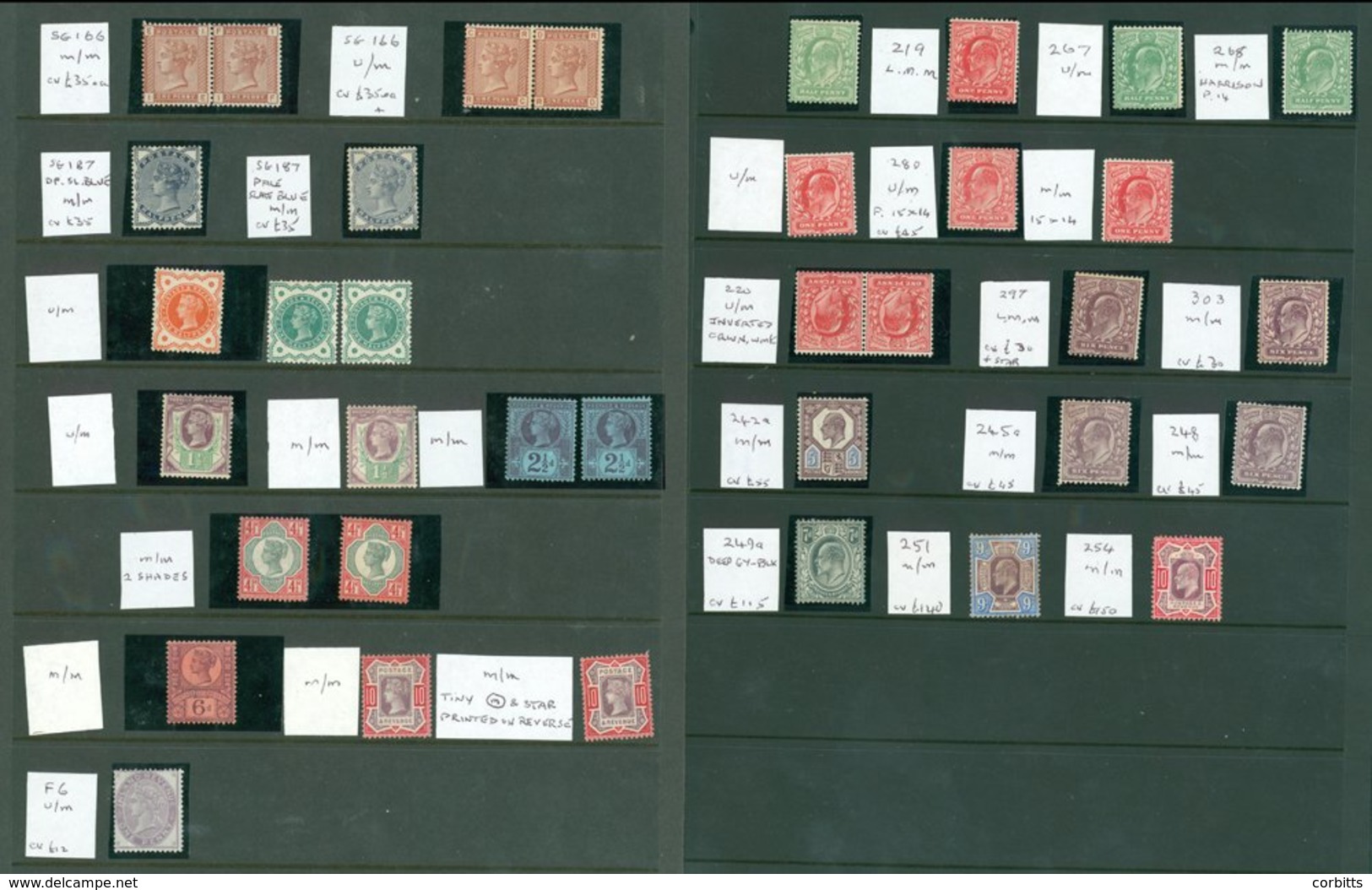 QV-KGV M Range Of 81 Stamps On Hagners Incl. 1880 1d Venetian Red UM (4), 1887 Jubilee Odd Vals To 10d (2), KEVII Vals T - Sonstige & Ohne Zuordnung