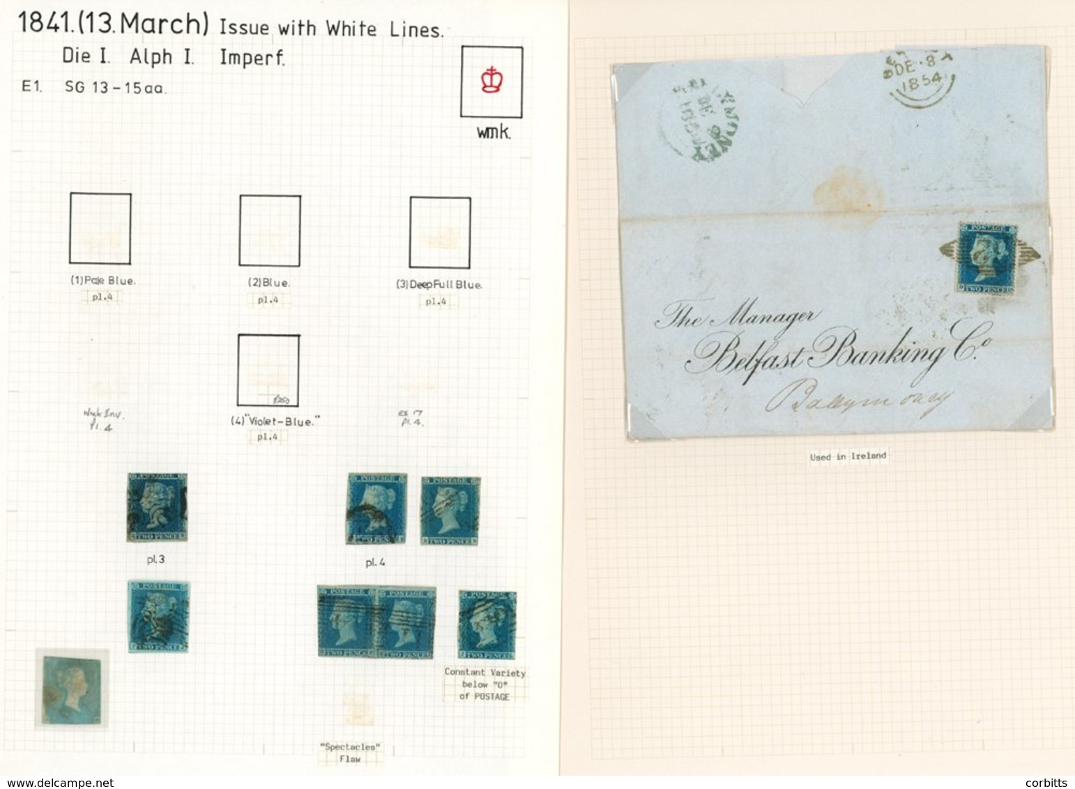 1841 2d (6) Mainly Three Margins Or Touching (one - Good Four Margins) Also Pair, 2d Stars On A Cover To Ballymoney, Ire - Sonstige & Ohne Zuordnung