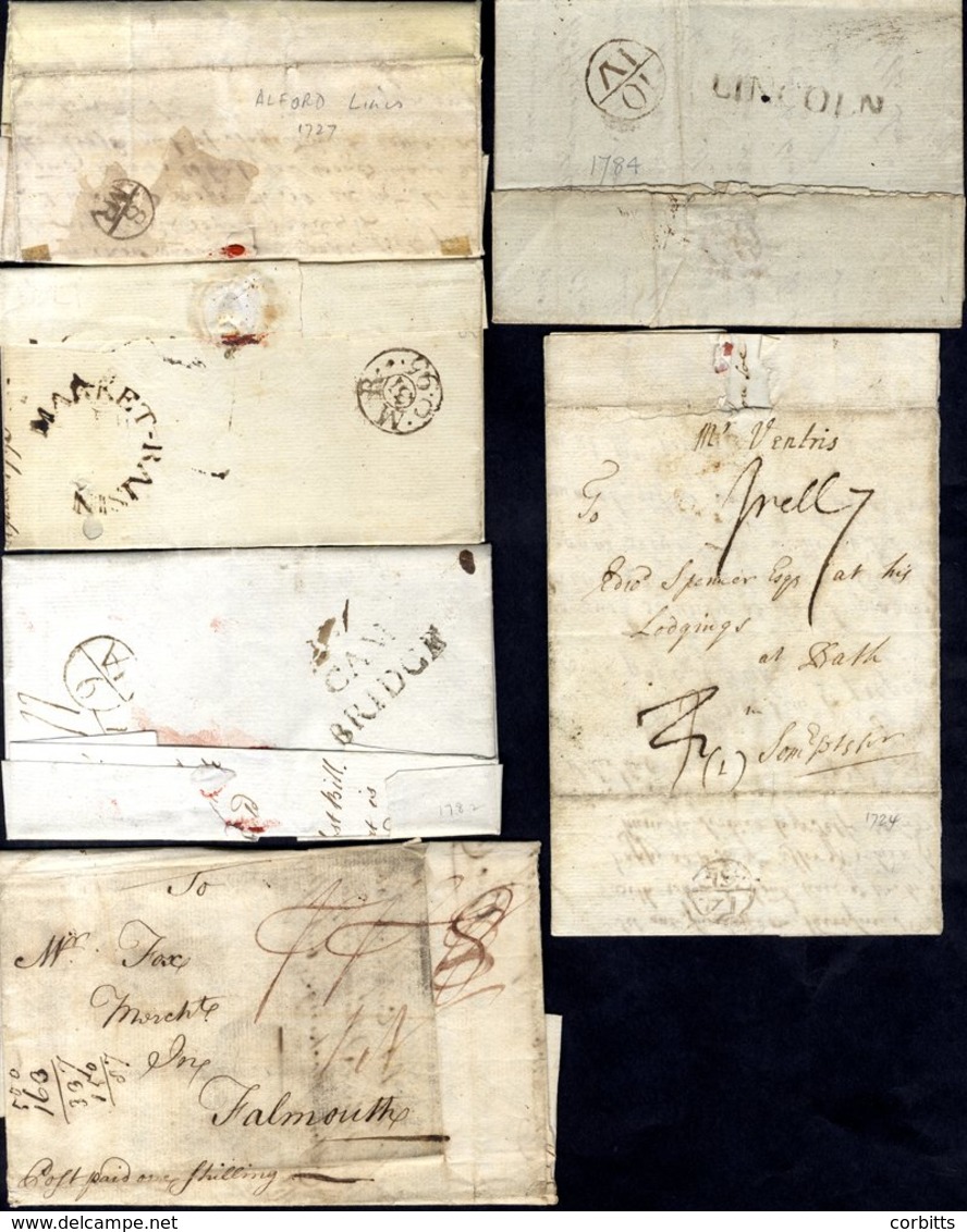 Provincial Letters 1724 - 95 Incl. 1724 London EL To Bath, 1727 Ex Alford (Lincs), S/l CAM/BRIDGE (1782) & LINCOLN (1784 - Sonstige & Ohne Zuordnung