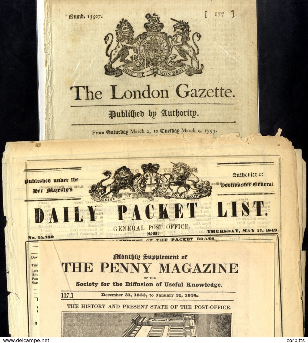 Newspapers Etc:  Issue Of 'The World’ (1756) Addressed To Birmingham With London Bishop Mark; 1793 Issue Of The London G - Sonstige & Ohne Zuordnung