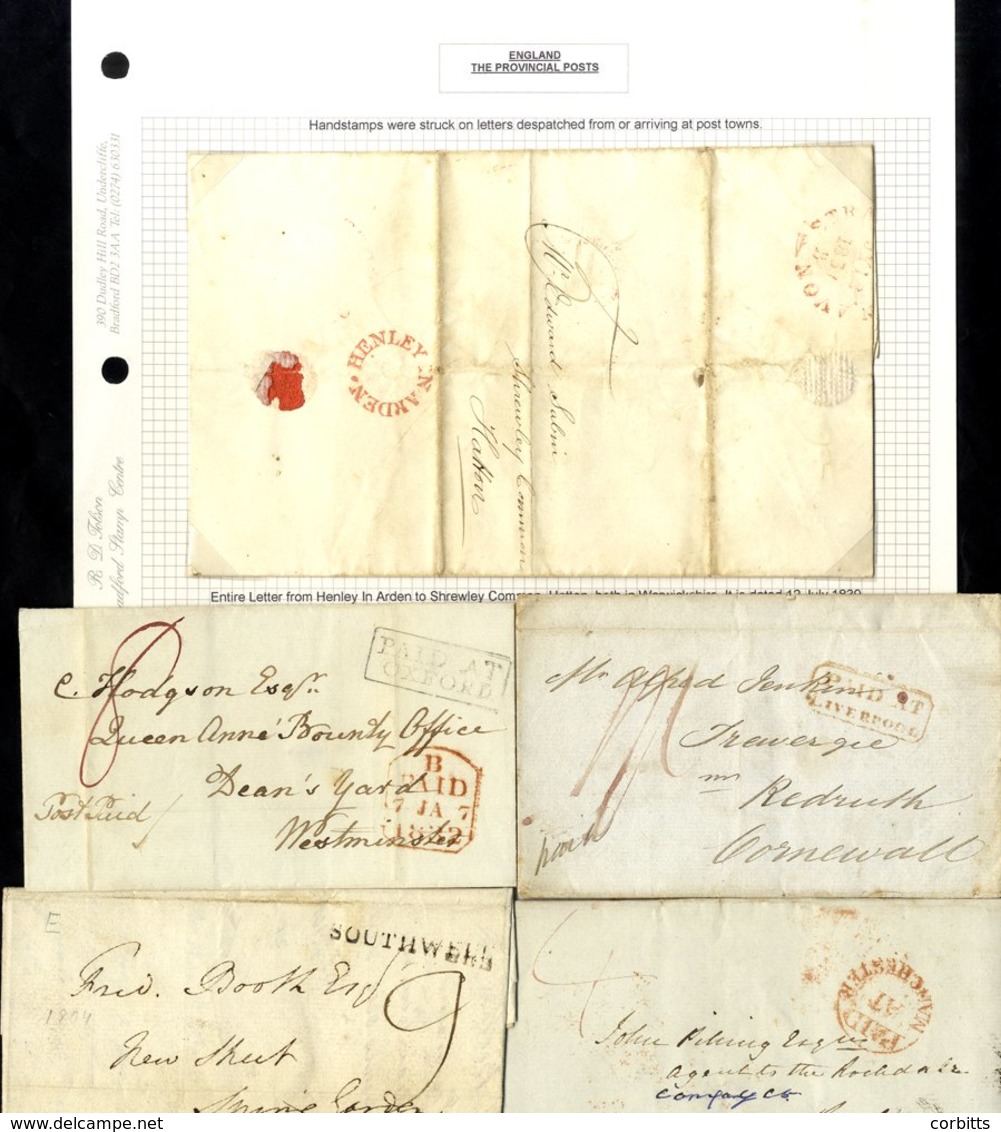 Provincial Letters C1804-38 With S/line Southwell, Sittingbourne, Guildford, Alfreton & Newark, Boxed 'Paid At..’ Marks  - Sonstige & Ohne Zuordnung