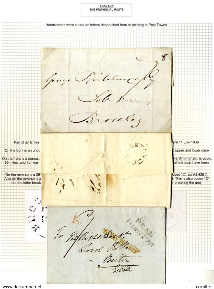 Penny Posts: 1827-38 With DEAL/Penny Post, Boxed Alnwick/Penny Post, Italic Liverpool & Ironbridge Faint Marks, Boxed Sh - Sonstige & Ohne Zuordnung