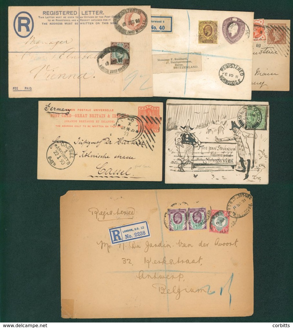 QV And KEVII Covers And Postal Stationery With Several Hoster Postmarks, Squared Circles. QV Jubilee Values To 4½d Cover - Sonstige & Ohne Zuordnung