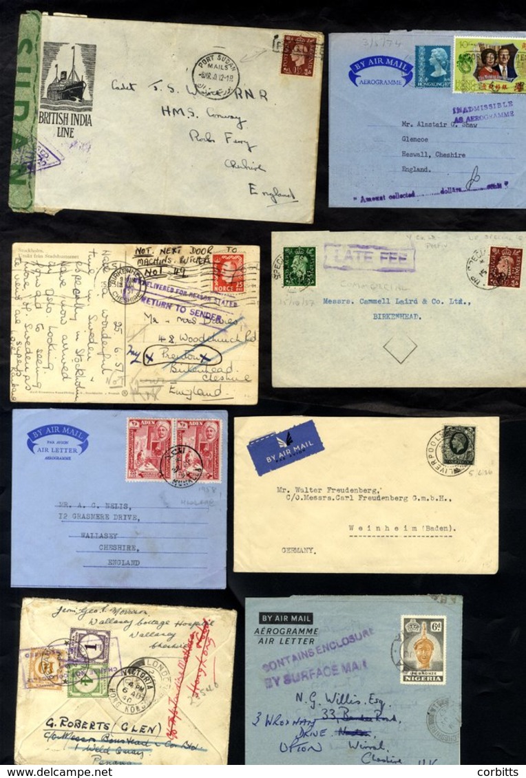 CHESHIRE 1930-74 Range Of Covers Incoming Or Outgoing Incl. 1940 Unpaid Cover From Wallasey Cheshire To London With 5d P - Sonstige & Ohne Zuordnung