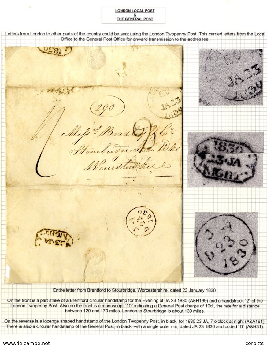 LONDON Penny Posts Etc: 1796-1845 Range Of ELs With (mainly) 2d & 3d Post Marks And Hand-struck Charges Incl. One Correc - Sonstige & Ohne Zuordnung