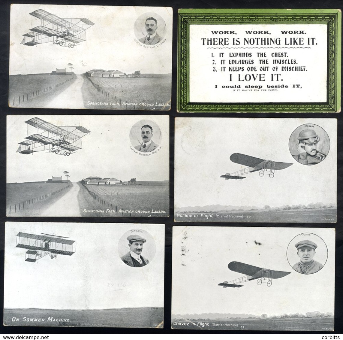 1910 Scottish International Aviation Meeting Lanark Group Of Six Postcards Incl. Four Used With Lanark Grandstand Postma - Sonstige & Ohne Zuordnung