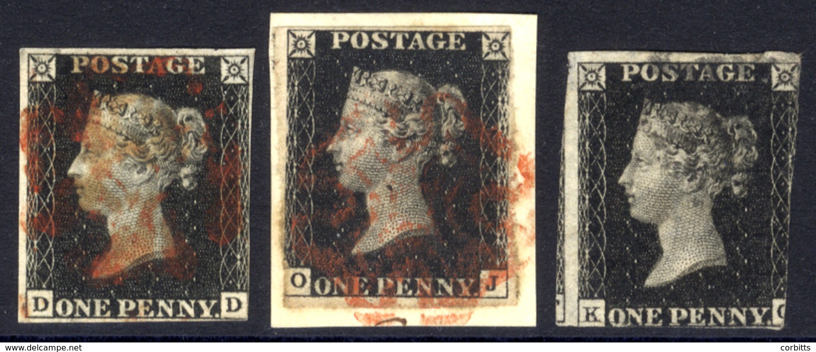 UNPLATED DD, OJ, Cancelled Red MC (on Piece), K? Cut Into Black MC. (3) - Sonstige & Ohne Zuordnung