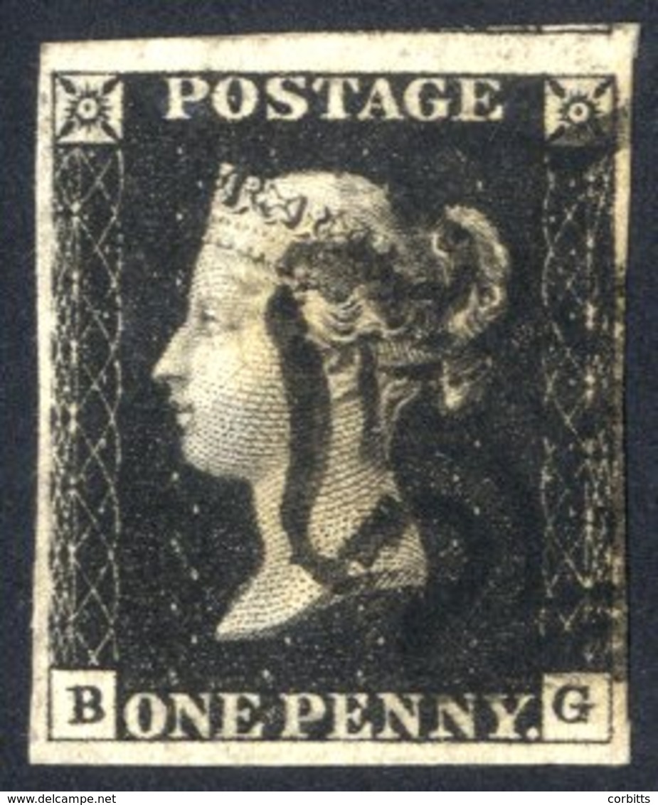 Plate 4 BG, Good To Huge Margins, Small Portion Of Adjoining Stamp Visible At Top, Fine Black MC. (1) - Sonstige & Ohne Zuordnung