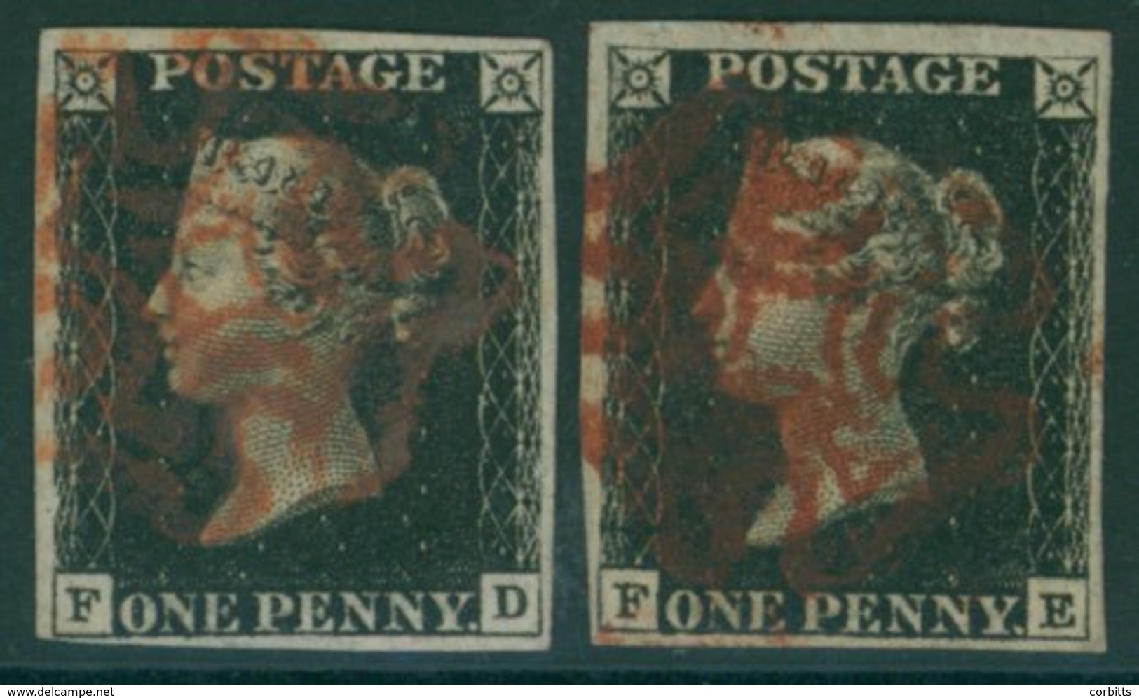 Plate 4 FD & FE, Both With Good To Large Margins, Cancelled In Red. (2) - Sonstige & Ohne Zuordnung