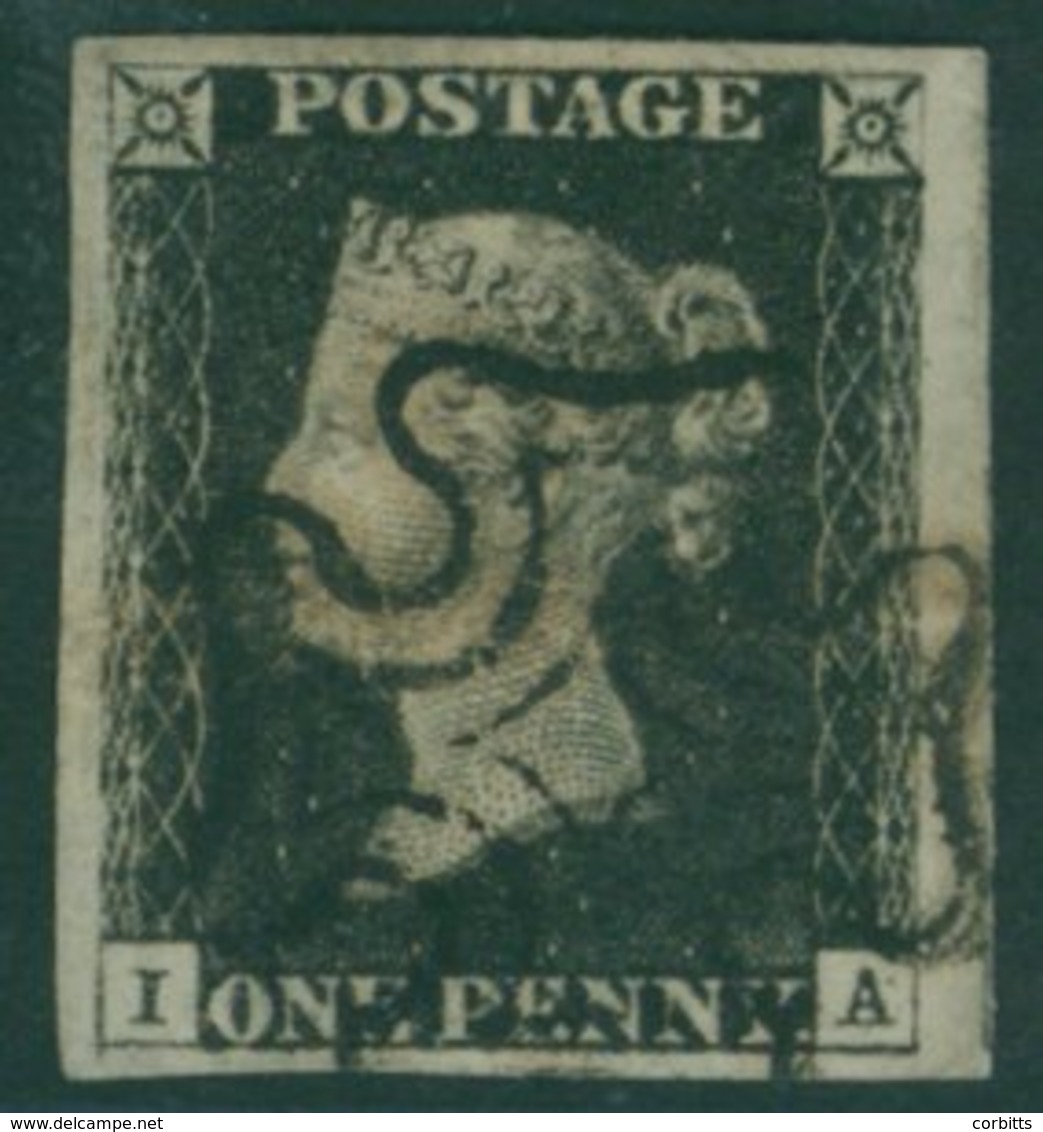 Plate 4 IA, Large Stamp With Huge Margins & A Superb Black MC, Horizontal Crease, Hardly Detracts. (1) - Sonstige & Ohne Zuordnung