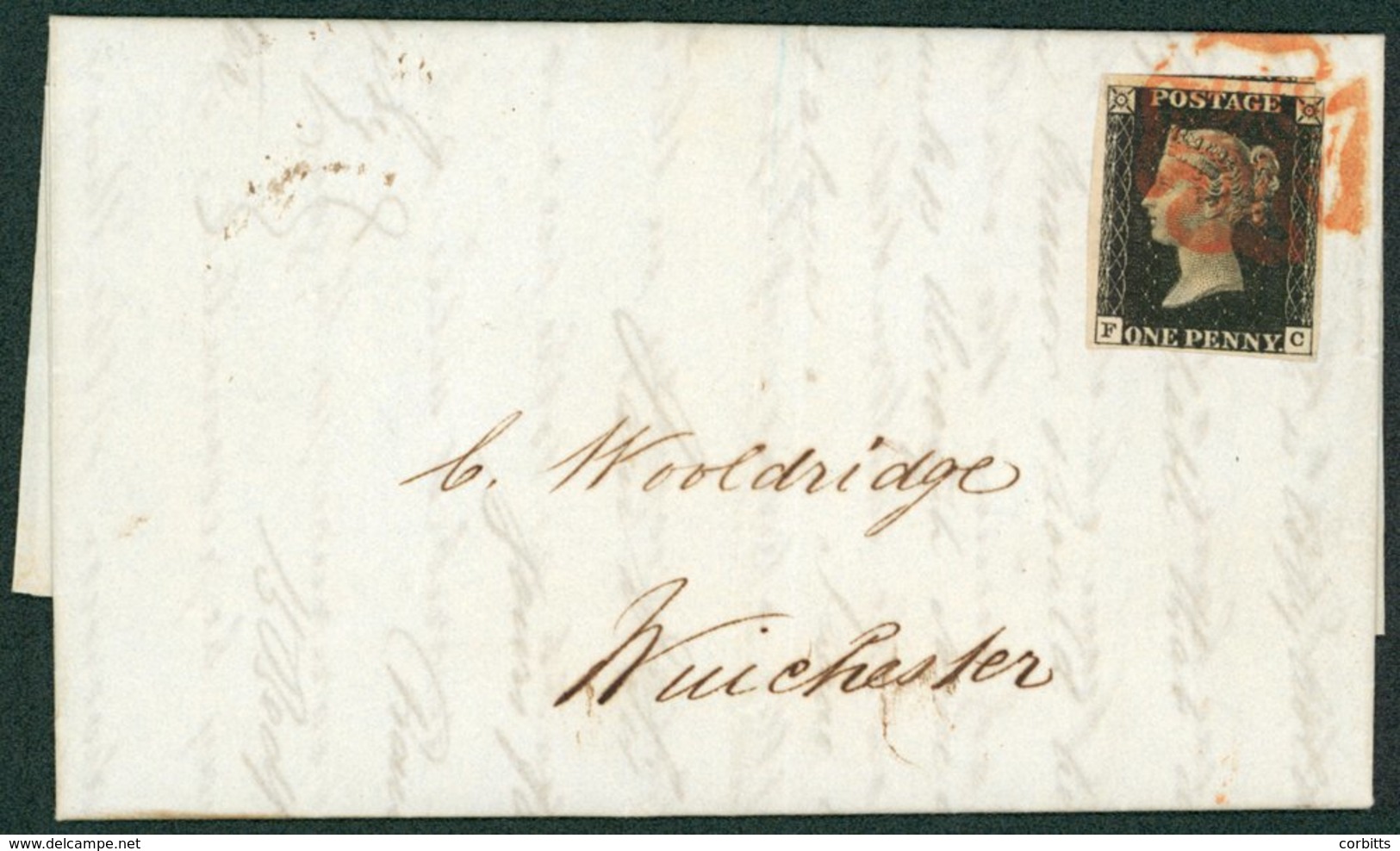 1840 Sept 26th Cover From London To Winchester Franked Pl.8 FC, Good To Large Margins, Tiny Scissor Cut Into N.E Corner, - Sonstige & Ohne Zuordnung