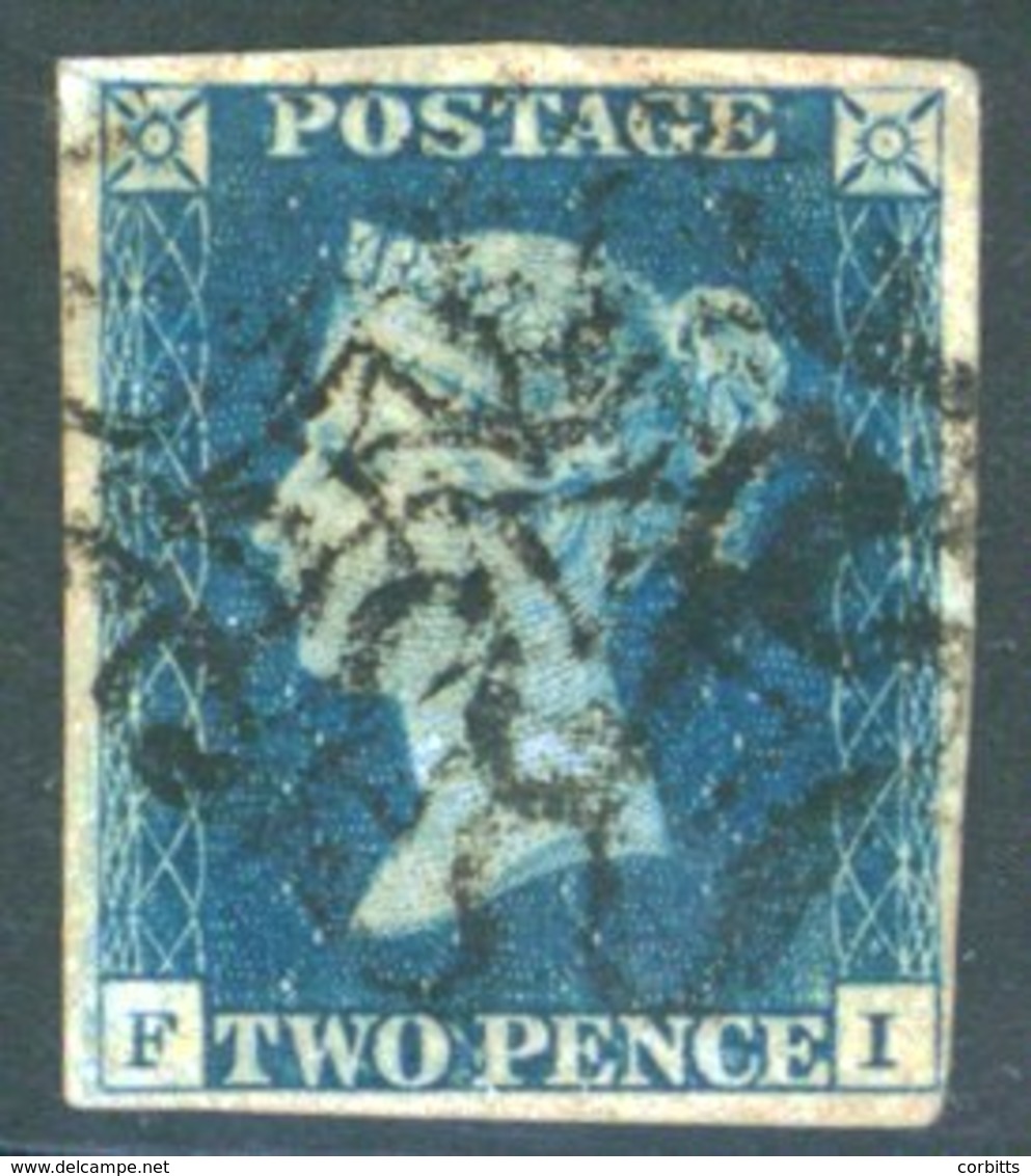 Plate 2 FI, Four Margin Example, Slightly Toned Cancelled Two Strikes Of The Black MC - Sonstige & Ohne Zuordnung