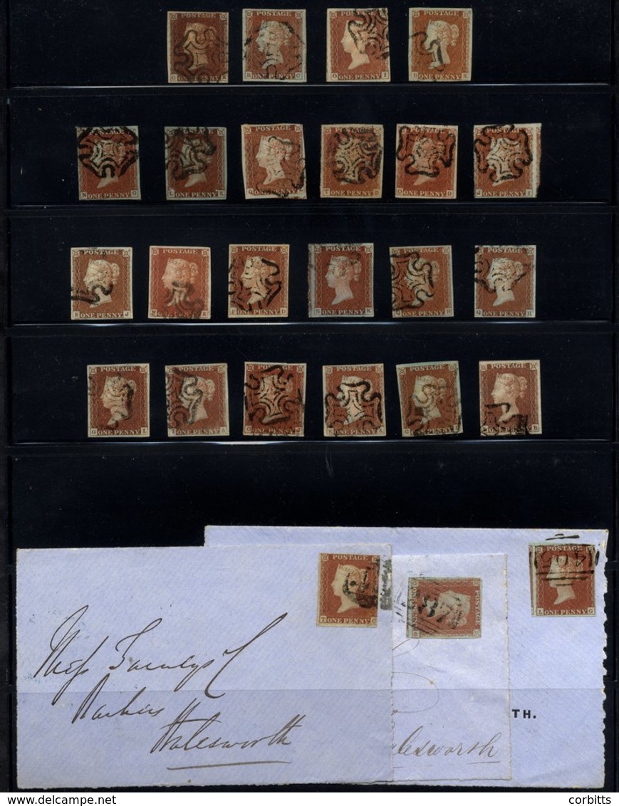 1841 Penny Reds A Remaindered Accumulation Arranged By Letterings, Mainly 1844 Type Cancels 3/4 Margins,  Noted Several  - Sonstige & Ohne Zuordnung