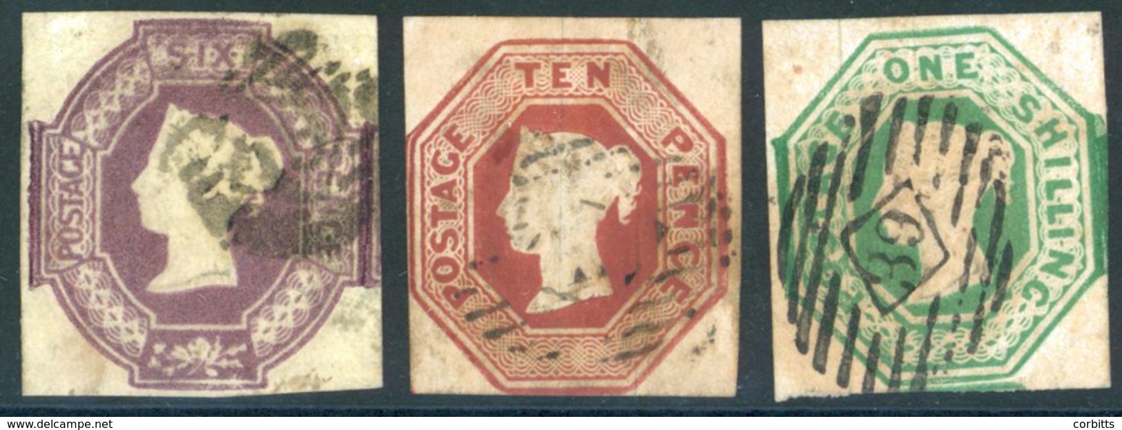 1847-84 6d, 10d & 1s Embossed Set, Good To FU Examples, 10d Small Thin, SG. From 55/58. - Sonstige & Ohne Zuordnung