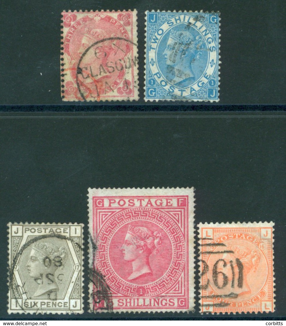 1862 3d FU With Glasgow Cols. SG.77, 1867 2s Pale Blue FU, SG.120, 1867 5s Rose Pl.1 Cancelled At Lower Left Leaving Cle - Sonstige & Ohne Zuordnung