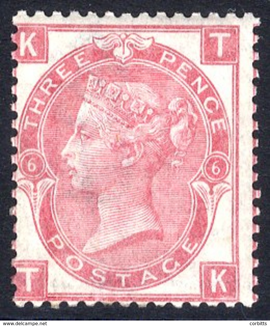 1867-80 3d Rose, Pl.6 TK, Off Centre, Fresh M, SG.103, Cat. £550. - Sonstige & Ohne Zuordnung
