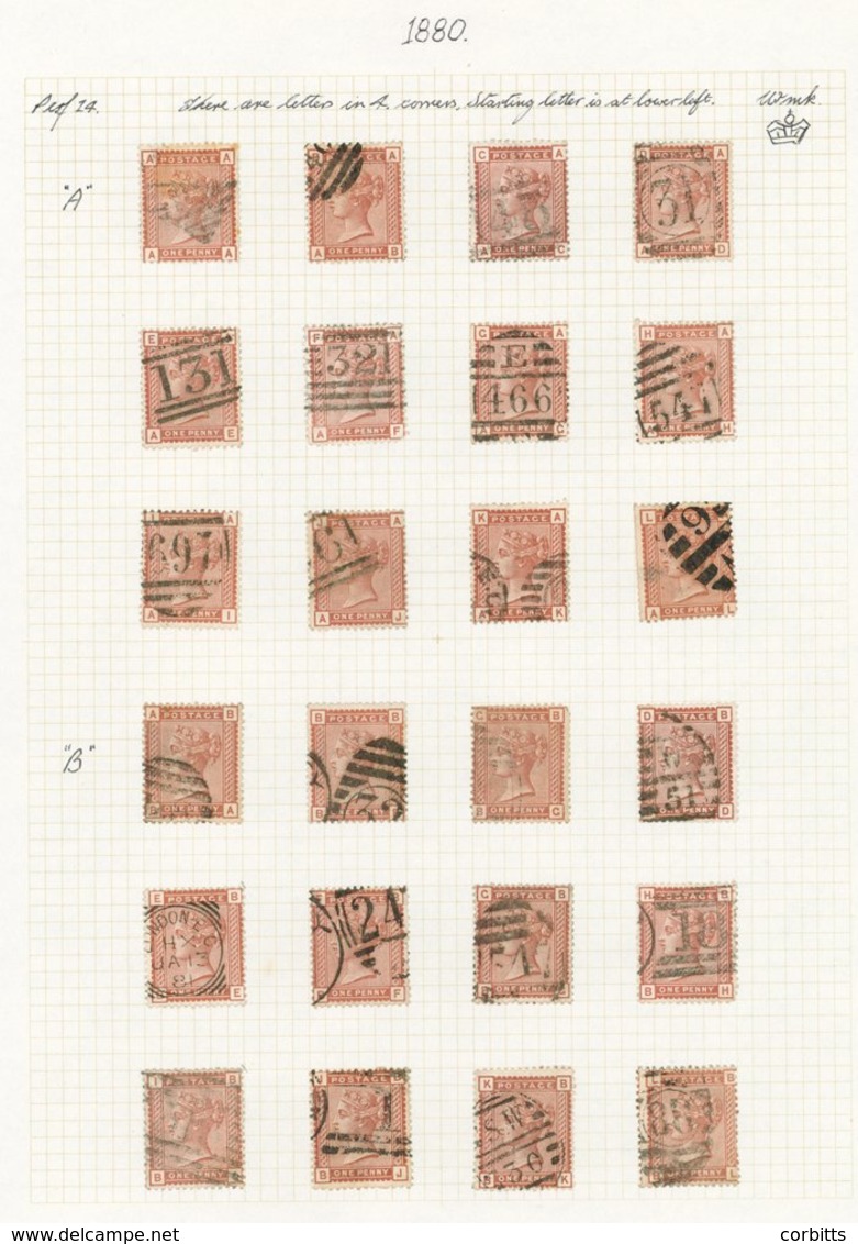 1880 1d Venetian Red, A Complete Reconstructed Sheet Of All The Letterings Good To FU, SG. 166. (240) - Sonstige & Ohne Zuordnung