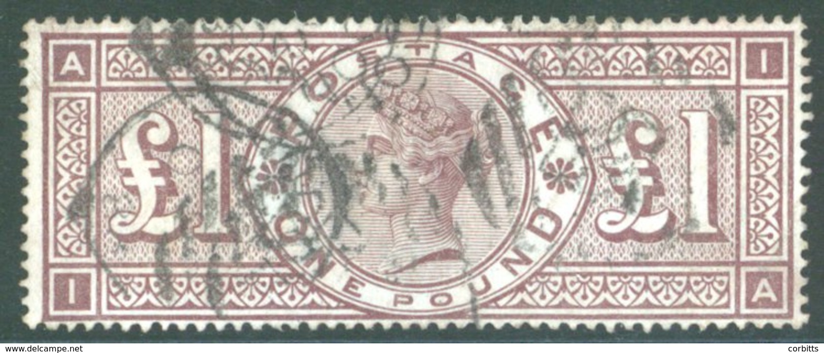 1888 Wmk Orbs £1 Brown Lilac IA, U With Barred Oval & C.d.s Cancels, Good Colour & Centring. SG.180. - Sonstige & Ohne Zuordnung