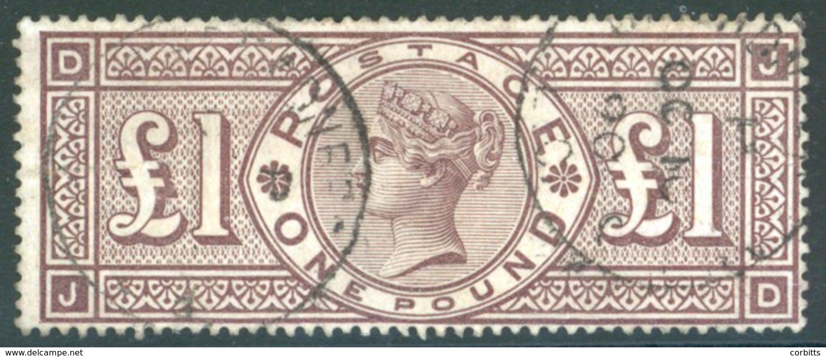 1884 Wmk Crowns £1 Brown-lilac JD, With Fine Oct.10.90 C.d.s, Strong Colour Centred To Right. SG.185. - Sonstige & Ohne Zuordnung