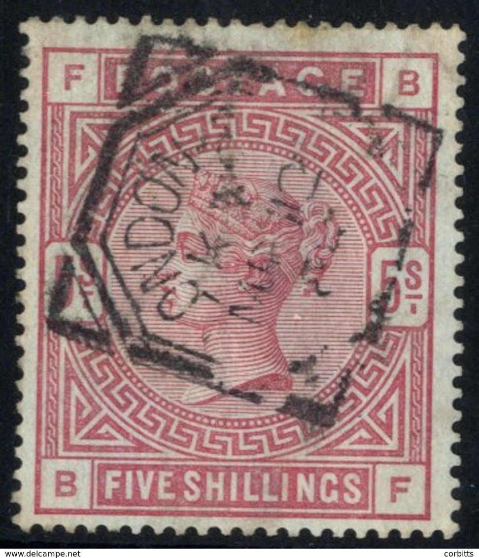 1884 5s Rose On Blued Paper, FU With London Geometric D/stamp, SG.176, BPA Cert. 1959. Cat. £4000 - Sonstige & Ohne Zuordnung