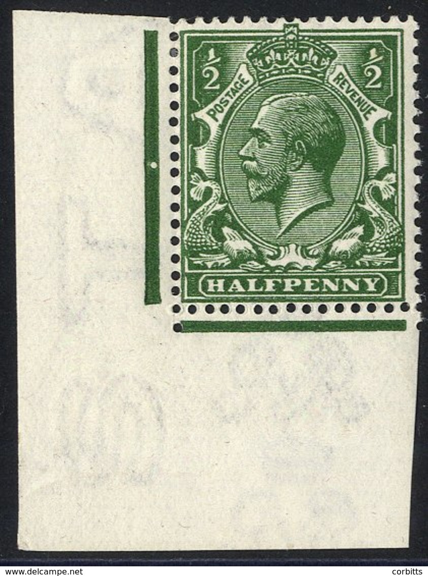 1912 ½d Deep Blue (myrtle) Green Fine M Corner Marginal Spec N14 (15) RPS Cert (1974) - Photocopy Of The Control Strip.  - Sonstige & Ohne Zuordnung