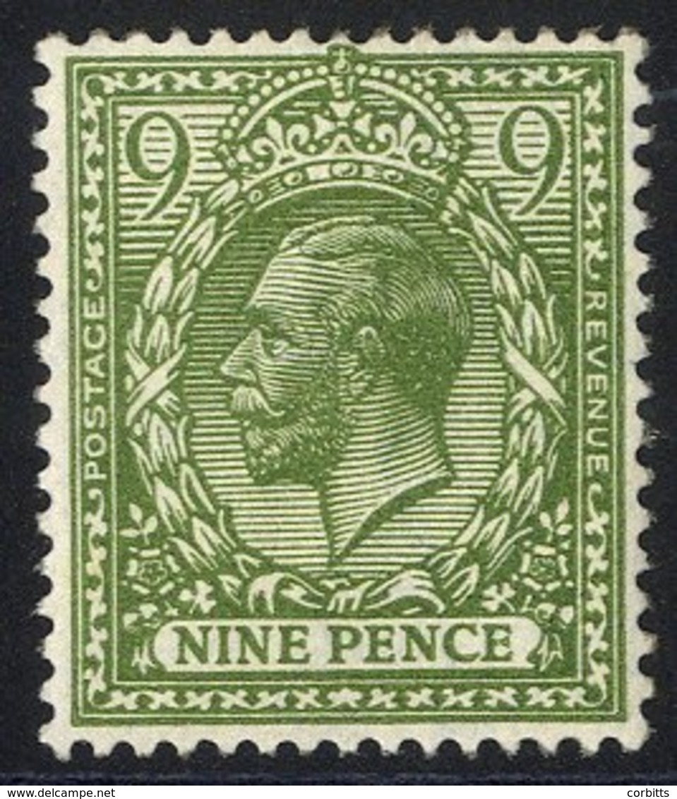 1912 9d Olive Green UM, SG.393a. Cat. £225 - Sonstige & Ohne Zuordnung