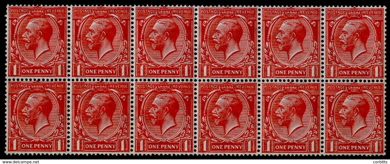 1924 Block Cypher 1d Scarlet Wmk Inverted, UM Block Of Twelve (ex Sheet). Scarce. - Sonstige & Ohne Zuordnung