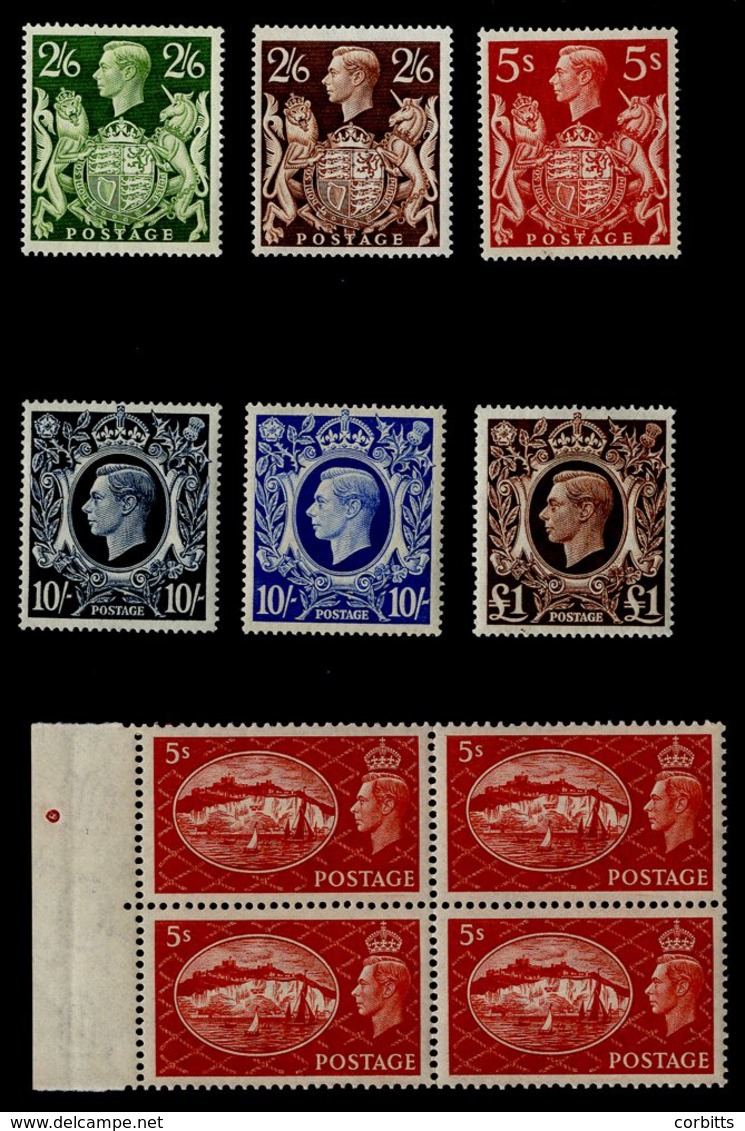 1939 High Value Set M, SG.476/478c, 1951 Festival 5s Marginal UM, Block Of Four, SG.510. (10) - Sonstige & Ohne Zuordnung