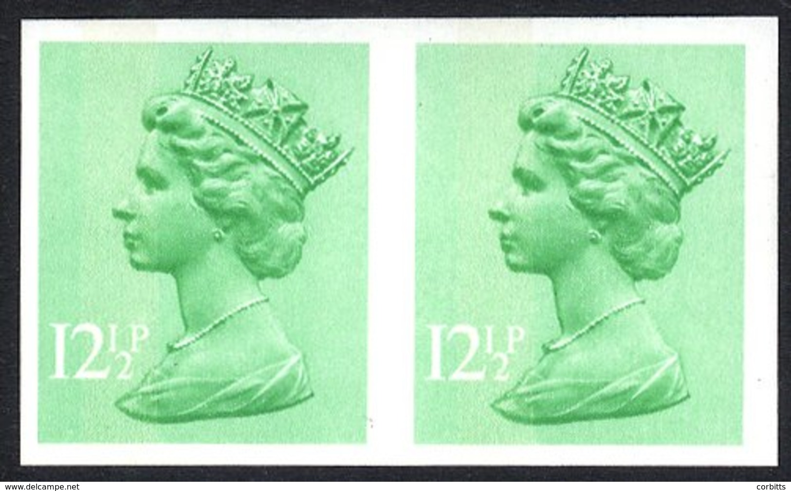 1982 12½p Light Emerald UM Imperf Pair, The Scarcer Phosphor Under Ink Printing From Cylinder 2 With The Phosphor Bands  - Sonstige & Ohne Zuordnung