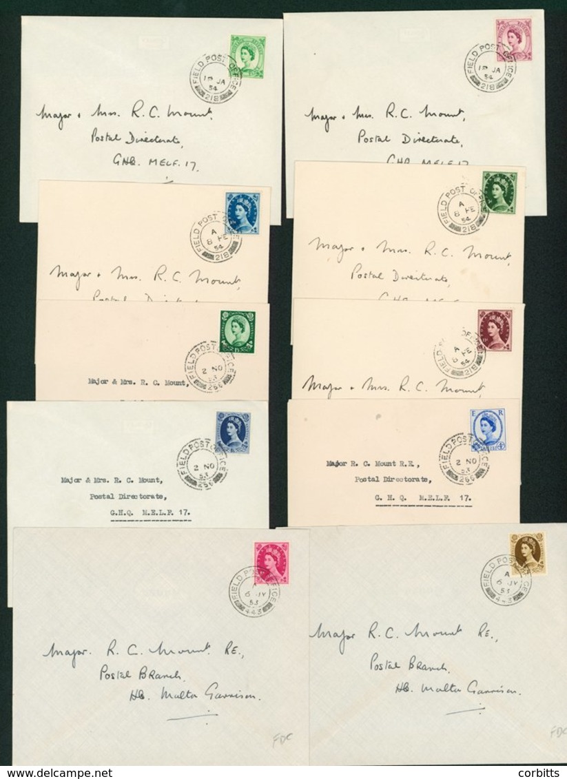 1952 Tudor Crown Defins ½d To 1/6d Set (16 Vals Excl. 5d) Each On An Individual Plain FDC Each Tied By Fine 'Field Post  - Sonstige & Ohne Zuordnung