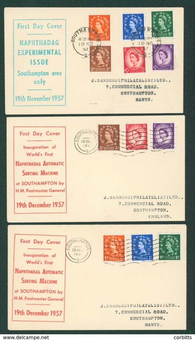 1957 19th Nov Graphite Set On Display FDC, Another Set For 19th Dec On Two Display FDC's Cancelled By The Southampton 'S - Sonstige & Ohne Zuordnung