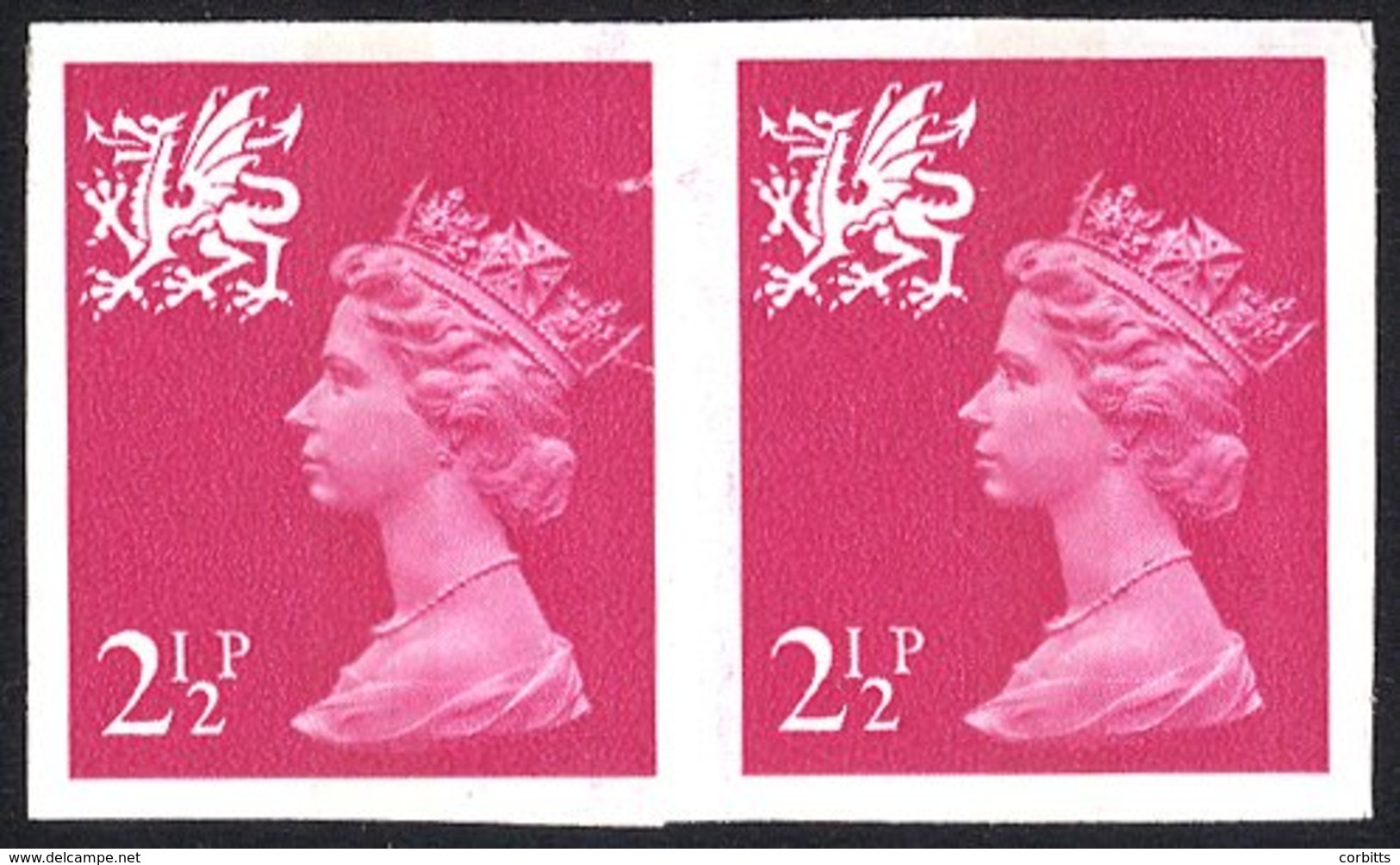 WALES 1971-93 2½p Bright Magenta (centre Band) Gum Arabic Variety Imperf Horizontal Pair, Shows Vertical Paper Creases F - Sonstige & Ohne Zuordnung