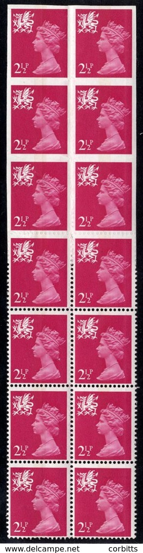WALES 1971-93 2½p Bright Magenta (centre Band) Gum Arabic In A Block Of Fourteen (2x7) With The Top Two Pairs Imperf Wit - Sonstige & Ohne Zuordnung