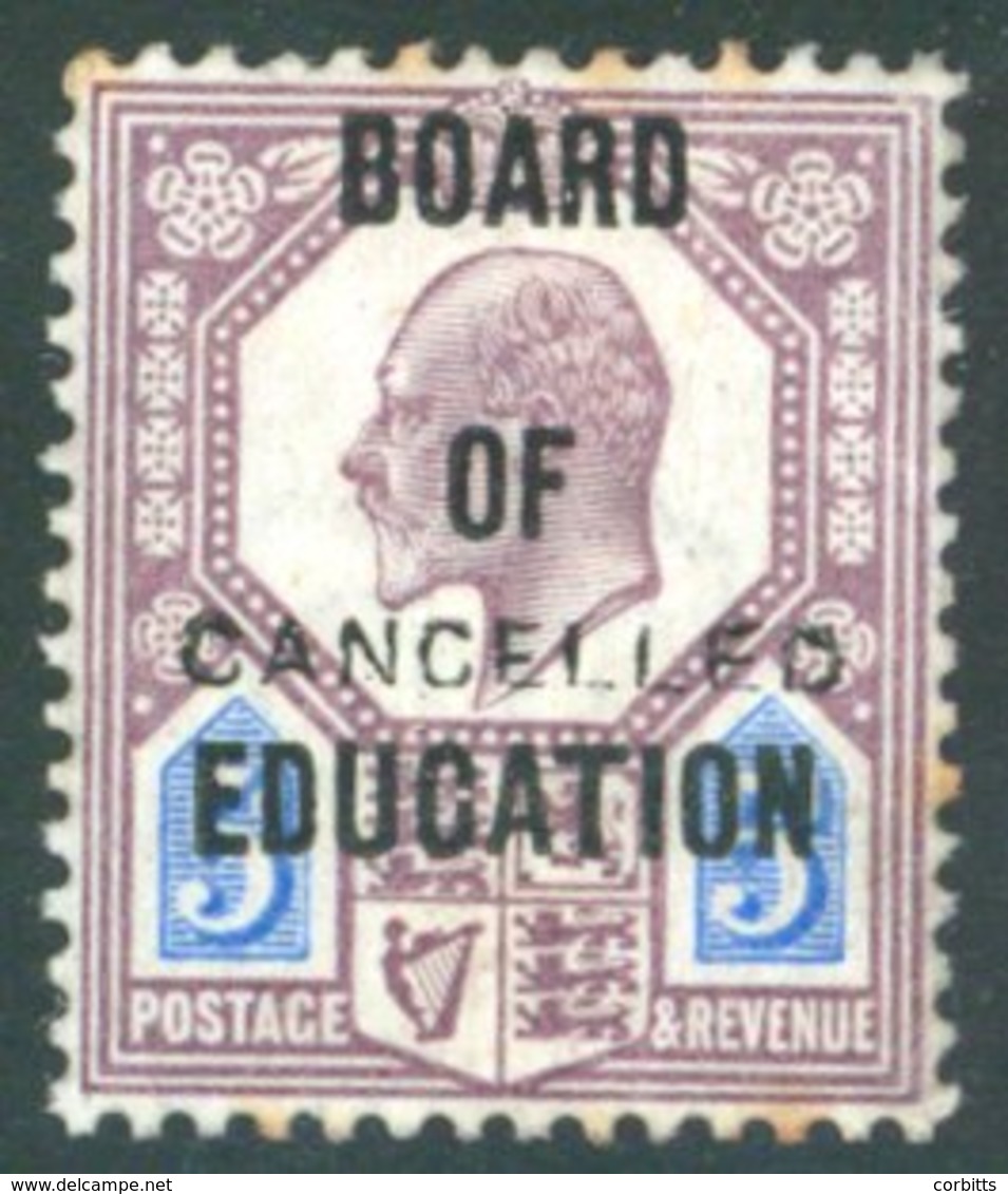 BOARD OF EDUCATION 1904 5d Dull Purple & Ultramarine Optd Cancelled Type 18, Large Part O.g, Light Vertical Crease & Min - Autres & Non Classés